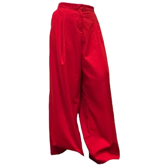 Red wide leg pants